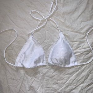 White mesh triangle bathing suit top